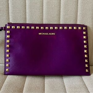 Michael Kors Purple Wristlet with Gold Studs